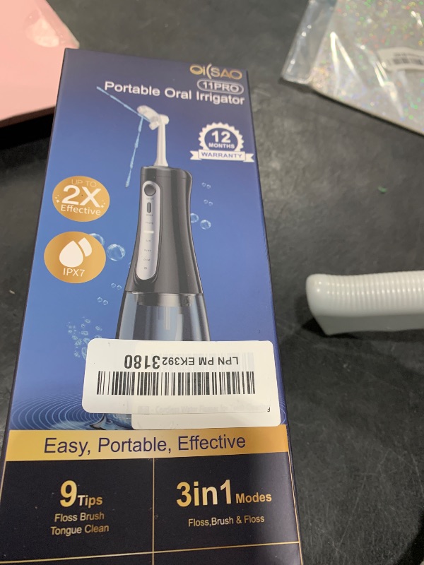 Photo 1 of Cordless Water Flosser for Teeth Cleaning Pick, U-Shaped Flossing Head for 360° Deep Clean, 5 Modes & 9 Jet Tips, IPX7 Waterproof, Rechargeable & Portable Oral Irrigator for Travel, 350ML Large Tank