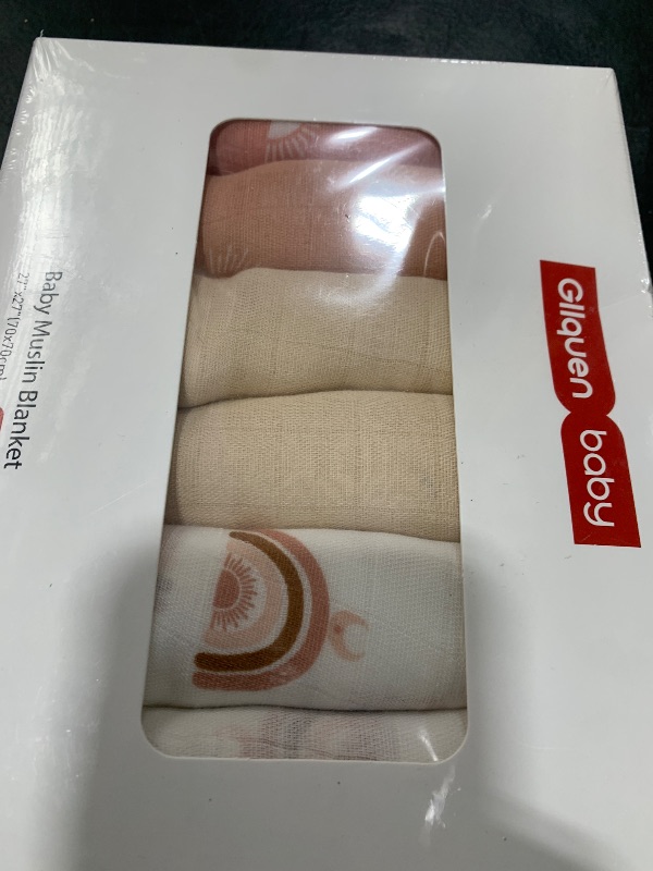 Photo 1 of GLLQUEN BABY Receiving Blanket Boy Cotton Muslin Swaddle Blankets Girl Newborn Squares Breathable & Soft Thin Baby Blankets Cloths Double Absorbent Infant Swaddling Wrap - 6 Pack (Sun)