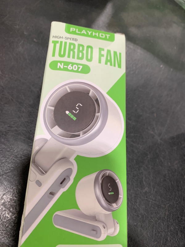 Photo 1 of PlayHot Portable Handheld Turbo Fan, 5 Gear Wind, Battery Operated, Up to 12 Working Hours, 3 IN 1 Hand Fan with Air Turbo Tech Cooling Fan for Outdoor Activities, Travel, Beach (White)