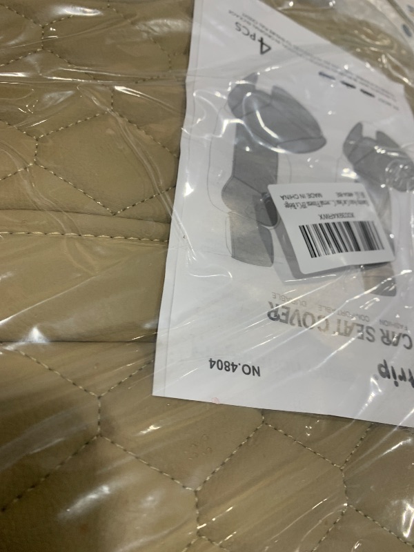 Photo 1 of Elantrip Auto Car Seat Covers Leather Car Seat Protector for Women Airbag Compatible Diamond Pattern PU Seat Cover Universal Fitness 2PCs Beige