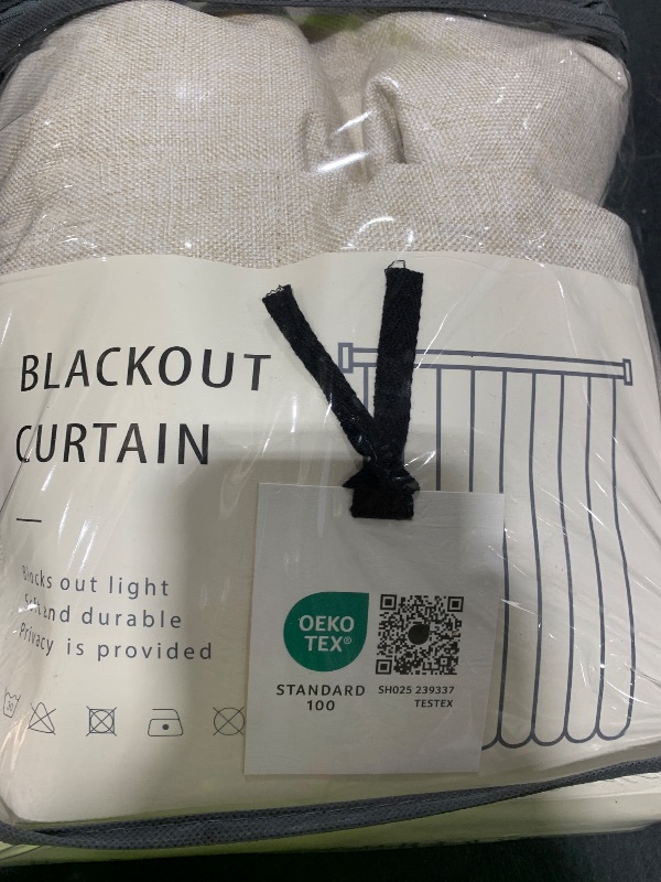 Photo 1 of 100% Blackout Shield Linen Blackout Curtains for Bedroom 84 Inches Long, Back Tab/Rod Pocket Living Room Drapes, Thermal Insulated Blackout Curtains 2 Panels Set, 50" W x 84" L, Cream