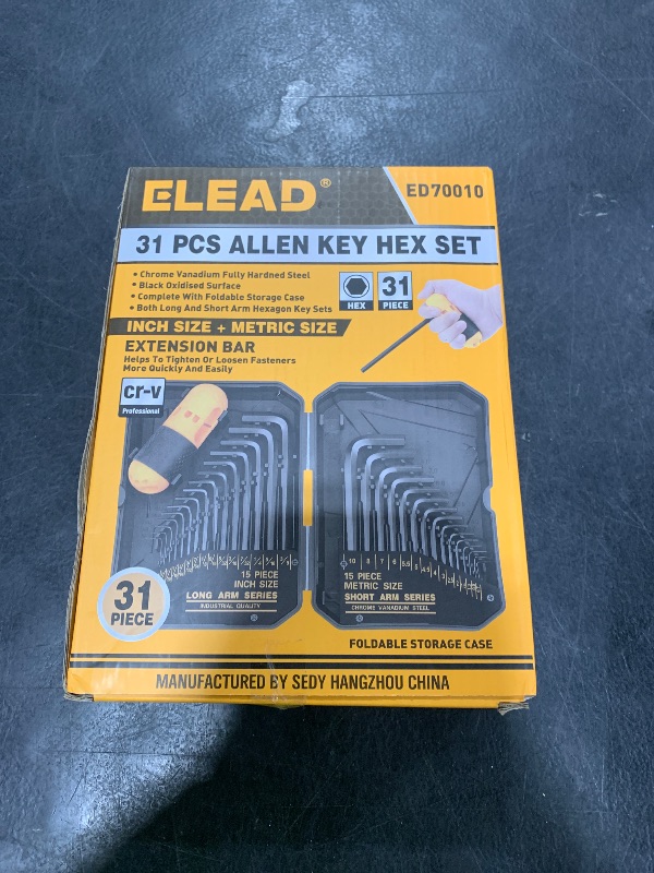 Photo 1 of 31-Piece Hex Key Set - Allen Wrench Set, SAE and Metric Allen Keys MM(0.7mm-10mm) SAE(0.028"-3/8) Heat-Treated, Torque Handle, High Leverage, Long & Short Keys, Easy Organization