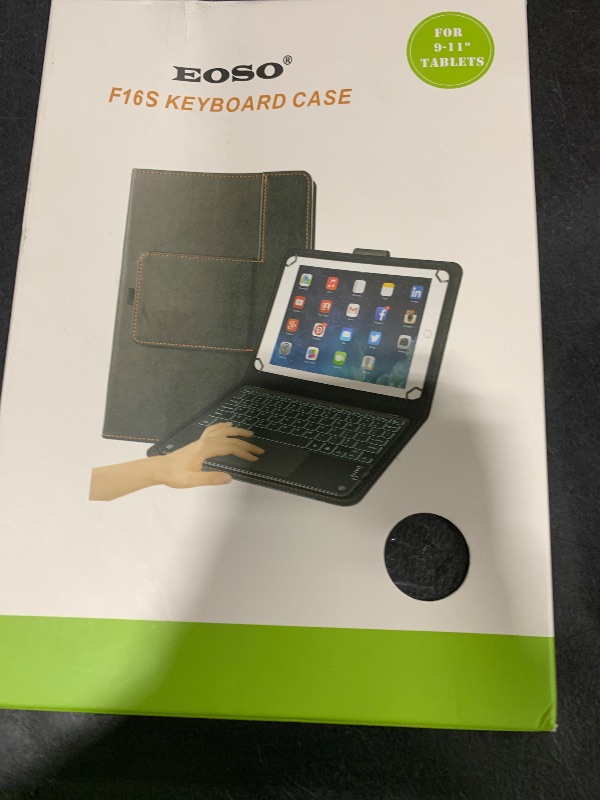 Photo 1 of eoso TouchPad Keyboard case for 9",9.7",10.1",10.2",10.5",10.9",11" Tablets,2-in-1 Bluetooth Wireless Keyboard with Touchpad,7 Colors Backlit & Leather Folio Cover(Black)