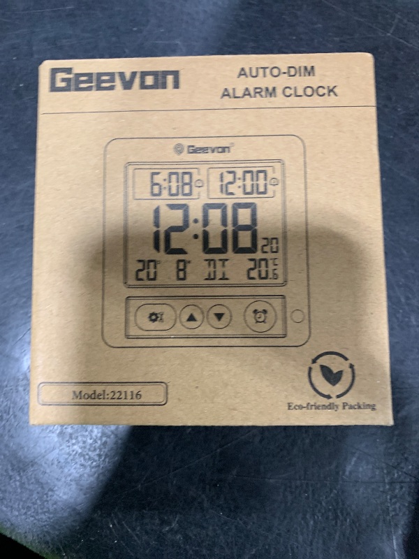 Photo 1 of Geevon Smart Night Light Small Digital Alarm Clock with 2 Increasing Beep Alarm, Indoor Temperature, Battery Operated Travel Clock for Bedroom, Bedside, Desk(Black)