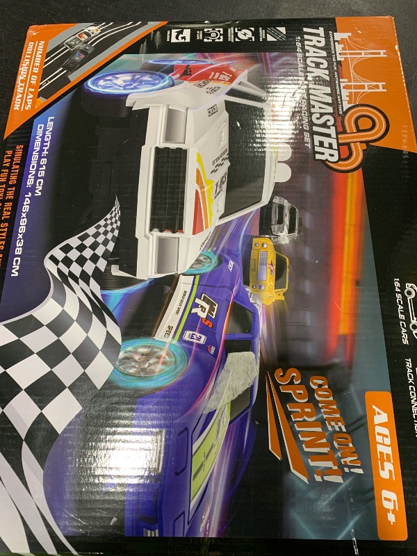 Photo 1 of Slot Car Race Track Sets with 4 Slot Cars, Electric Race Car Track Include Slope Circular Overpass Track, Dual Racing Game Featuring Flash Bridge and Pendulum, Gifts Toys for Boys Kids Age 6 7 8-12