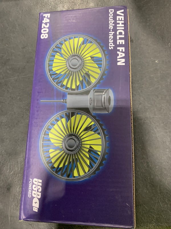 Photo 1 of Hayousui USB Car Cooling Fans for Backseat: Dual Head Car Fan for Kids 3 Speeds 360° Rotatable Vehicle Rear Headrest Fans 5V Powerful Electric Air Circulation Fan for Sedan SUV RV Truck (USB Plug)