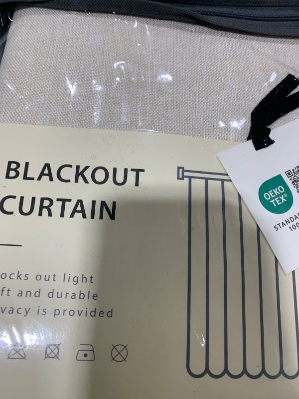 Photo 1 of 100% Blackout Shield Linen Blackout Curtains for Bedroom 96 Inches Long, Back Tab/Rod Pocket Living Room Drapes, Thermal Insulated Blackout Curtains 2 Panels Set, 50" W x 96" L,Cream