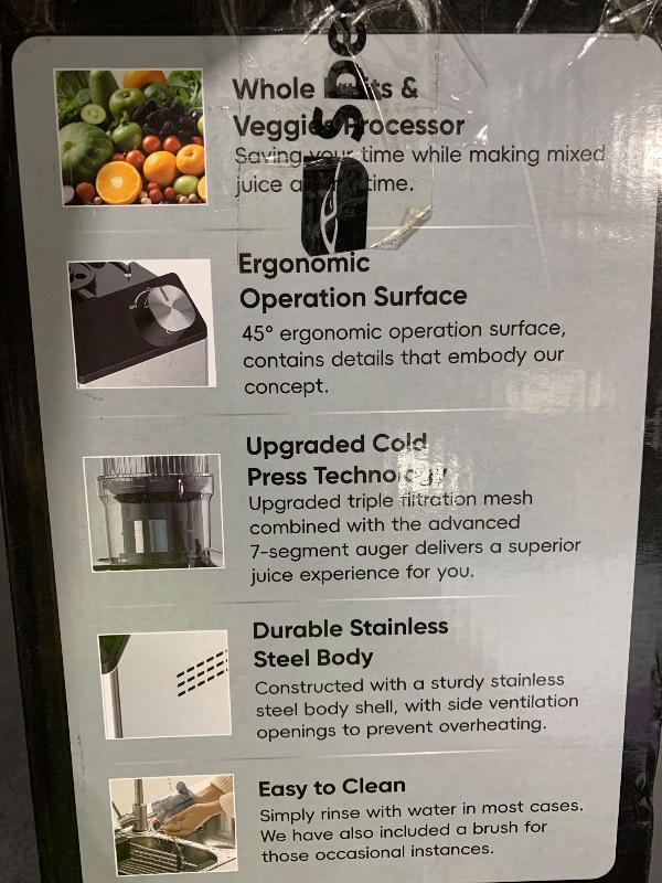 Photo 1 of WHUTO Cold Press Juicer, Juicer Machines with 4.35'' Wide Feed Chute, Stainless Steel Masticating Juicers Easy to Clean, Ergonomic Operational Panel Design, High Juice Yield, Gray Knob