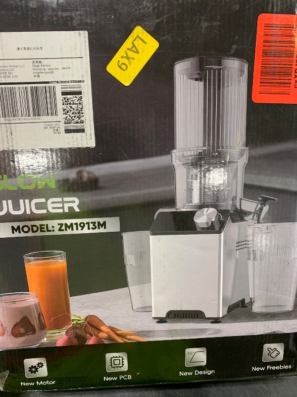 Photo 1 of WHUTO Cold Press Juicer, Juicer Machines with 4.35'' Wide Feed Chute, Stainless Steel Masticating Juicers Easy to Clean, Ergonomic Operational Panel Design, High Juice Yield, Gray Knob