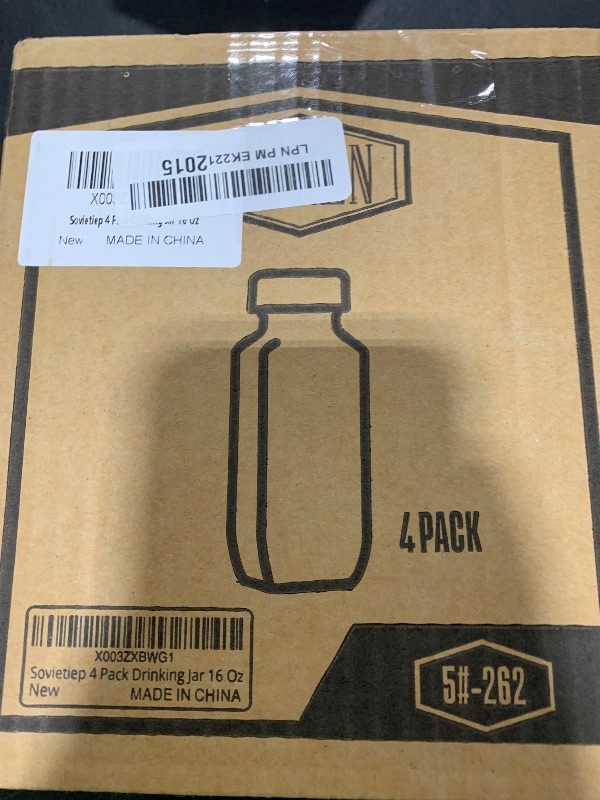 Photo 1 of 4 Pack 16 Oz Square Glass Milk Bottle with A Silicone Dispenser Cap, Glass Juice Bottles with Airtight Screw Lid, Reusable Drinking Bottles with Capacity Marks, Breastmilk Storage Container