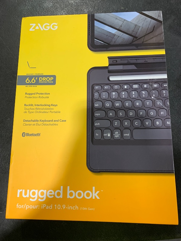Photo 1 of ZAGG Rugged Book iPad 11" (A16)/ 10.9" (Gen 10) Case - Durable Wireless Keyboard Case, Military-Grade Drop Protection, Multi-Device Pairing, Detachable Backlit Keyboard, Black