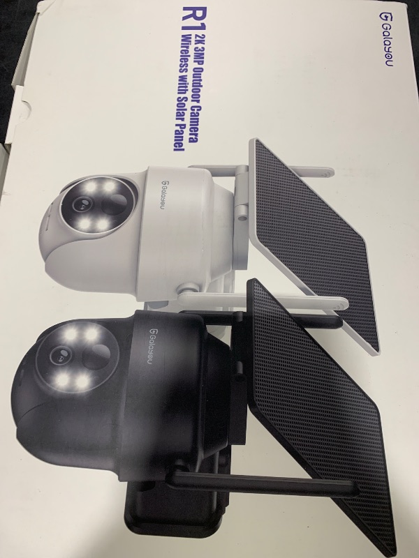 Photo 1 of GALAYOU 2K Security Cameras Wireless Outdoor-360° PTZ Cameras for Home Security with Solar Panel/Battery Powered, Night Vision, Two-Way Audio, PIR Sensor, Works with Alexa, R1 4P Black (2.4Ghz Only)