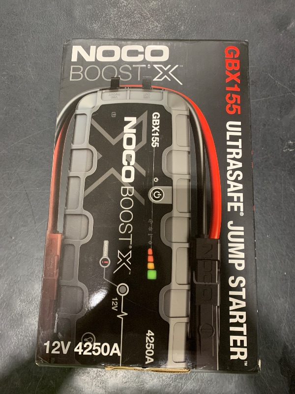 Photo 1 of NOCO Boost X GBX155: 4250A UltraSafe Jump Starter – 12V Lithium Battery Booster Pack, Portable Jump Box, Power Bank & Jumper Cables - for 10.0L Gas and 8.0L Diesel Engines