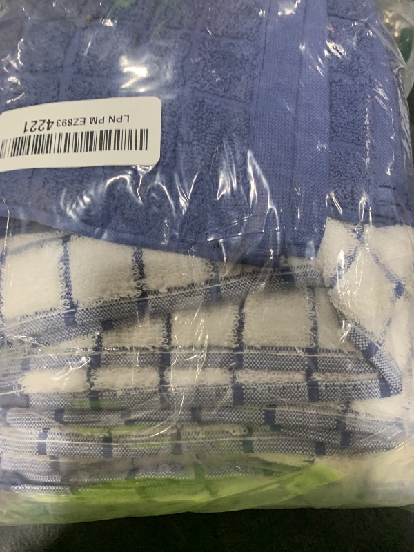 Photo 1 of Homaxy Premium Cotton Kitchen Towels 16"x 28", Large Natural Ring Spun 390 GSM Dish Towels, Super Absorbent Terry Kitchen Hand Towels, Soft Tea Towel with Hanging Loop, Navy Blue Check Design, 6 Pack