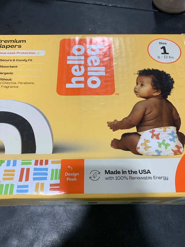 Photo 1 of Hello Bello Premium Diapers Size 1, Balloon Buddies & Crosshatch Cuties Designs, 82ct Club Box