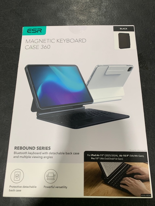 Photo 1 of ESR iPad Air 11 Inch Case with Keyboard (M3/M2, 2025/2024) & iPad Pro 11/Air 5th/4th Gen Keyboard, Easy-Set Magnetic Stand, Portrait/Raised Modes, with Removable Protective Case, Black