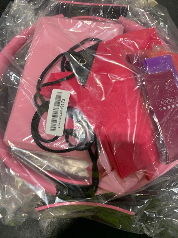 Photo 1 of 10 Pcs Pilates Ring Set for Women Home Yoga Equipment Accessories Pilates Ring Circle and Ball Workouts Gift Include Ball Yoga Circle Resistance Bands Block Straps Gym Bag(Pink)