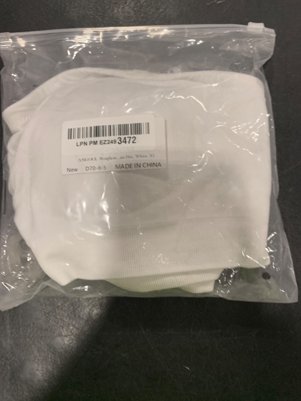 Photo 1 of ANGOOL Strapless Bras for Women Wirefree Non-Slip Tube Top Invisible Bralette Seamless Padded Bandeau Bra, White, XL