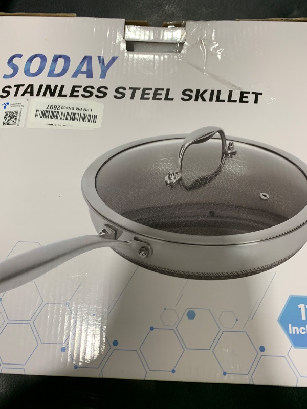 Photo 1 of 10.5 inch Frying Pan Nonstick with Lid, 2.5 Qt Deep Non Stick Stainless Steel Sauté Pan Skillet, Dishwasher and Oven Safe, Compatible with All Cooktops