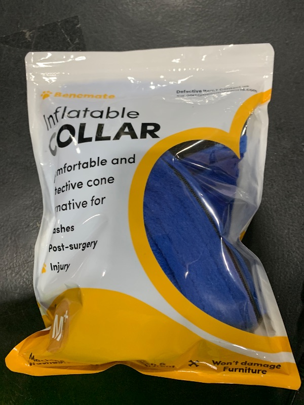 Photo 1 of BENCMATE Inflatable Dog Cone Collar Alternative, Soft Dog Cone for Small Medium Large Dogs and Cats, Neck Recovery ECollar Donut Collar After Surgery (Medium+, Blue)