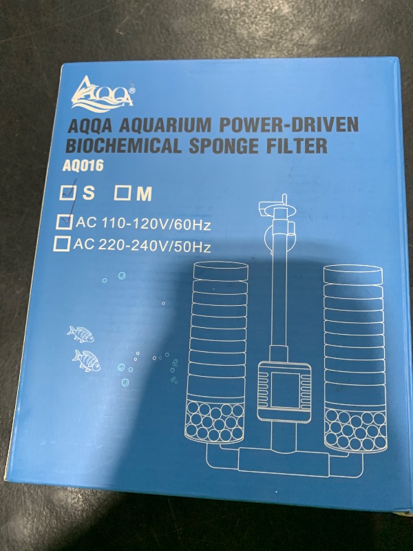 Photo 1 of AQQA Aquarium Electric Power Sponge Filter,3W/5W Silence Submersible Foam Filter,Sponges Bio Ceramic Media Balls Double Filter for Saltwater Freshwater Fish Tank (S)