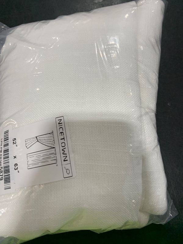 Photo 1 of NICETOWN White Faux Linen Semi Sheer Curtains 63 inch Length for Bedroom, Rod Pocket & Back Tab Window Treatments Privacy with Light Filter Farmhouse Sheer Drapes for Living Room, 52" Width, 1 Pair