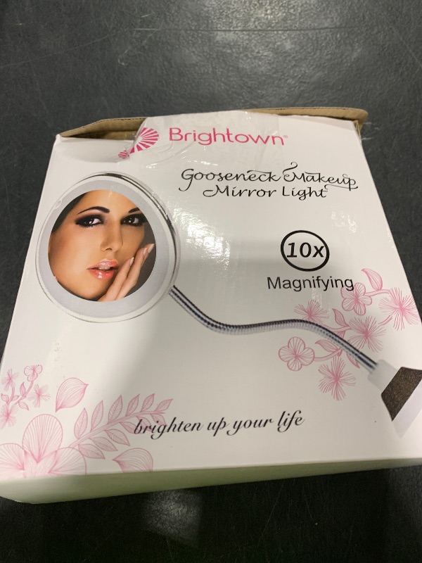 Photo 1 of 10x Magnifying Mirror with Light, Flexible Gooseneck Make up Mirror with Lights and Magnification, Battery Operated Cordless Magnified Mirror with Suction Cups for Wall Bathroom