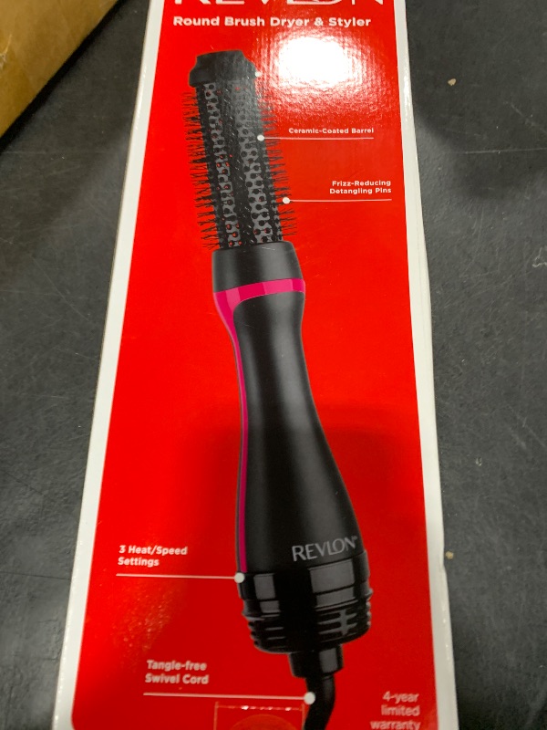 Photo 1 of REVLON One-Step Hair Dryer and Styler - Root Booster Round Brush for Styling, Dryer Brush for Fast and Easy Salon-Quality Blowout, More Shine and Less Frizz (1-1/2 in)