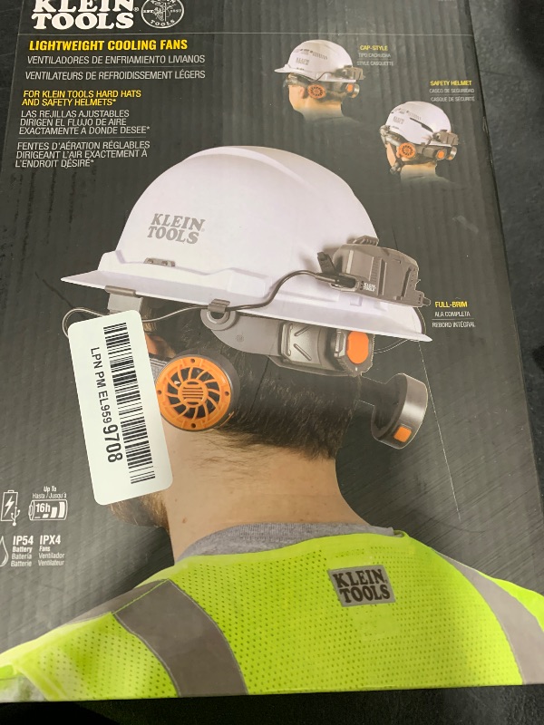 Photo 1 of Klein Tools 60523 Dual Cooling Fan for Hard Hats and Safety Helmets, Lightweight, USB-C Rechargeable Fan, Cools Head, Neck, and Face