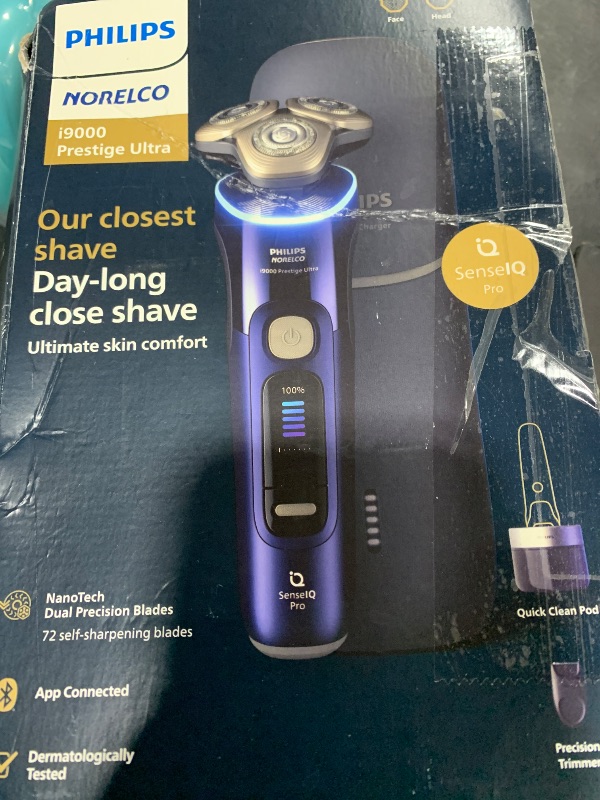 Photo 1 of Philips Norelco Shaver i9000 Prestige Ultra, Wet & Dry Electric Shaver, Adriatic, SenseIQ Pro Technology, Triple Lift & Cut System, 360 Rotating NanoTech Precision Blades, Precision Trimmer, XP9401/92