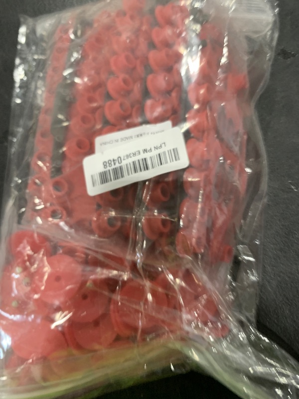 Photo 1 of Cattle Ear Tags, Large Plastic Livestock Ear Tags for Sheep Cattle Calf Hog with Number 001-100/101-200/201-300, Animal Identification Ear Tag (Red,001-100)