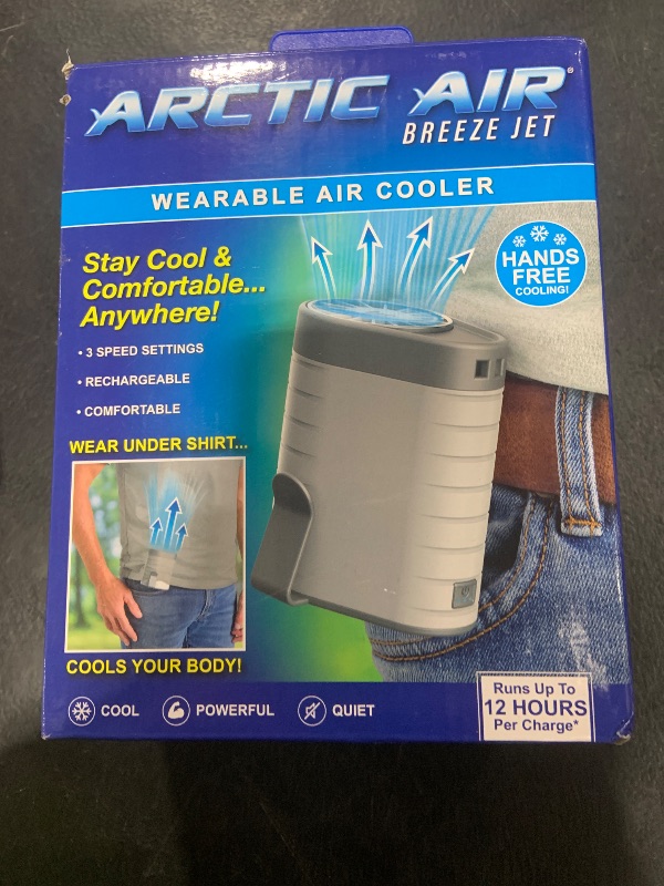 Photo 1 of Arctic Air Breeze Jet Wearable Air Cooler, 3-Speed Portable Rechargeable Fan, Long-lasting, Lightweight Clip-On Neck & Waist Fan for Travel, Outdoors, Camping, or Indoor Use