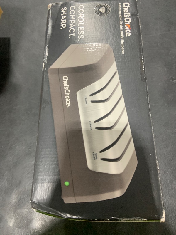 Photo 1 of Chef’sChoice Electric Knife Sharpeners with Rechargeable Battery for 15 and 20-Degree Straight and Serrated Knives using 100-Percent Diamond Abrasives, 2-Stage, Gray