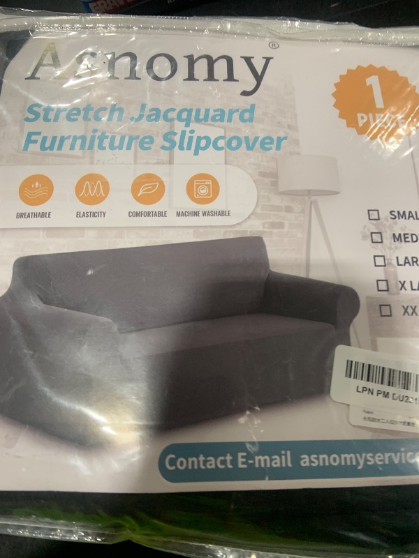 Photo 1 of Asnomy Sofa Covers for 2 Cushion Couch Stretch loveseat Cover Slipcovers, Pet Protector Furniture Covers for Dogs Cats Spandex Jacquard Fabric Small Checks?Medium? Black?