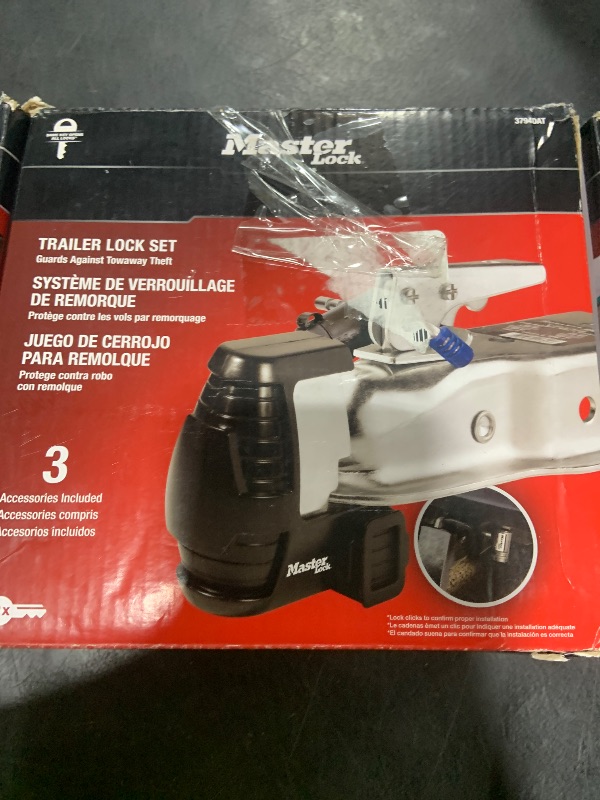 Photo 1 of Master Lock Trailer Lock, Trailer Coupler & Receiver Lock Combo Pack, 3794DAT , Red