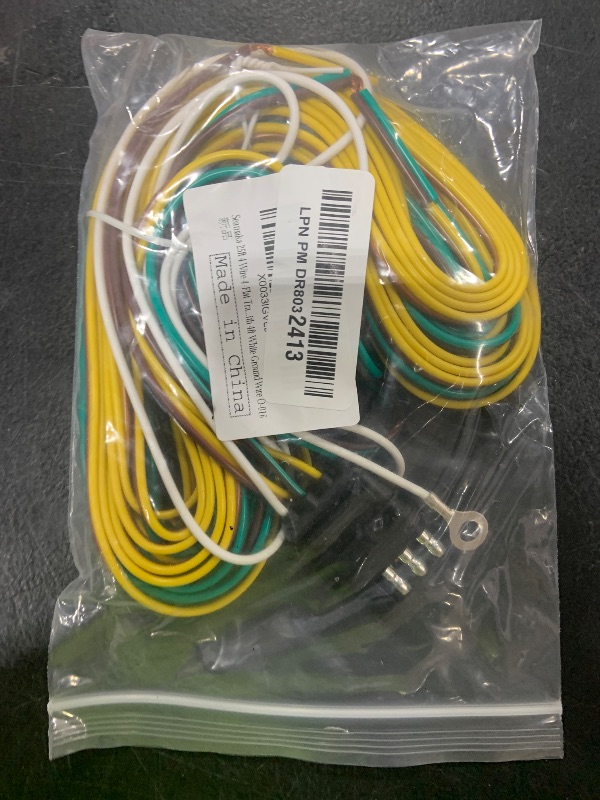 Photo 1 of Seamaka 25ft 4 Wire 4-Flat Trailer Light Wiring Harness Extension Kit, Trailer Wiring Harness with 18 Gauge White Ground Wire for Trailers O-016