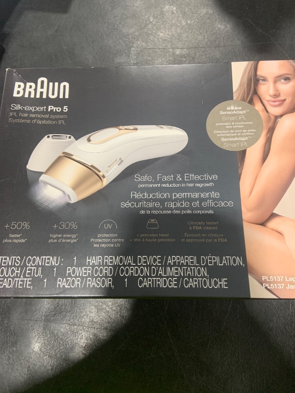 Photo 1 of Braun Smart IPL, Silk·Expert Pro 5: at Home Laser Hair Removal for Women and Men, Permanent Visible Hair Reduction in Hair Regrowth for Body & Face, with Venus Swirl Razor, Corded, IPL5137
