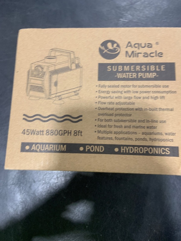 Photo 1 of AquaMiracle 880GPH Aquarium Water Pumps (3330L/H, 45W) Fountain Pump Pond Pump Submersible Water Pump with Flow Control for Fountain, Waterfall, Statuary, Filtration, Water feature, Hydroponics