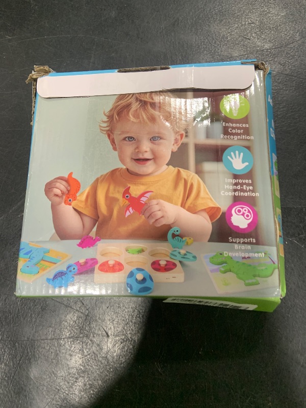 Photo 1 of AuntyFey Toddler Dinosaur Puzzle with Eggs - Montessori Wooden Puzzles for 1-4 Year Olds