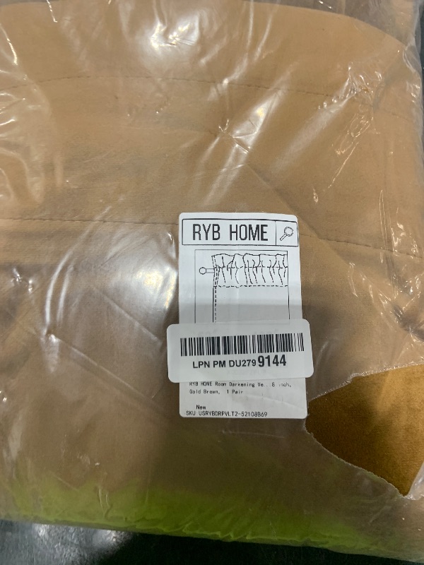 Photo 1 of RYB HOME Room Darkening Velvet Curtains for Bedroom, Soft & Thick Velvet Drapes Thermal Insulated Window Panel Noise Reducing Privacy Blinds for Living Room Studio, W52 x L108 inch, Gold Brown, 1 Pair