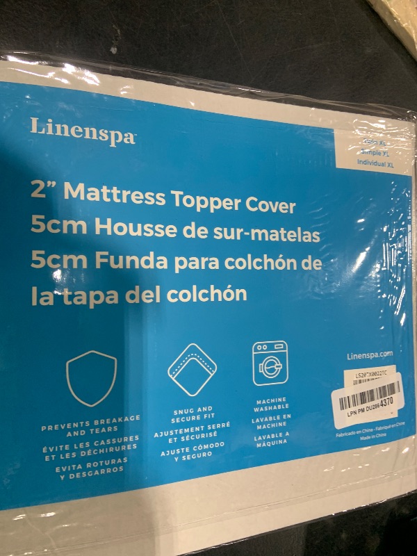 Photo 1 of Linenspa Mattress Topper Cover, Twin XL, 2 Inch, Machine Washable - Breathable - Non Slip - Cover for Mattress Topper with Zipper - Topper Cover Only