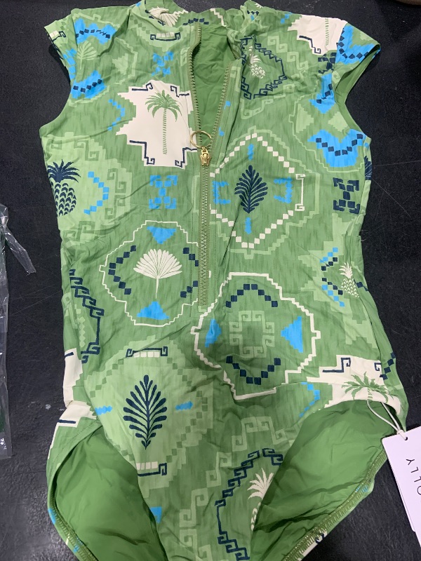 Photo 1 of Seafolly Women's Standard Cap Sleeve Zip Front One Piece Swimsuit, Kasbah Sage