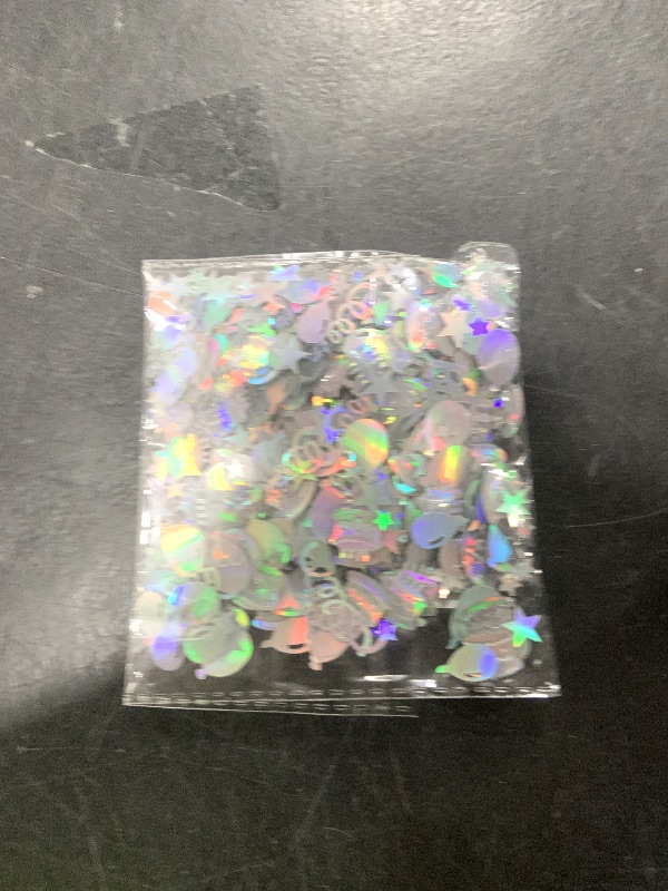 Photo 1 of Gosknor 600pcs Happy Birthday Confetti, Iridescent Party Confetti Metallic Colorful Glitter Table Scatter with Cakes Balloons Stars Ribbons Letter Shapes for DIY Crafts Festive Table Decoration
