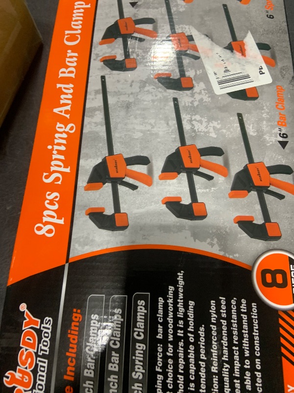 Photo 1 of HORUSDY 8-Pack Bar Clamps for Woodworking, 12" and 6" Bar Clamps, Wood Working Clamp Sets, Quick Clamps F Clamp with 150 LBS Load Limit (8-Pack Wood Clamps)