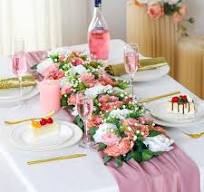 Photo 1 of Thiccywoov 4 Pcs Wedding Arch Artificial Flower Panels Centerpieces for Tables Faux Floral Rose Silk Roses Arrangements Flower for Wedding Wall Party Dinintable Centerpiece Decoration (Pink and White)