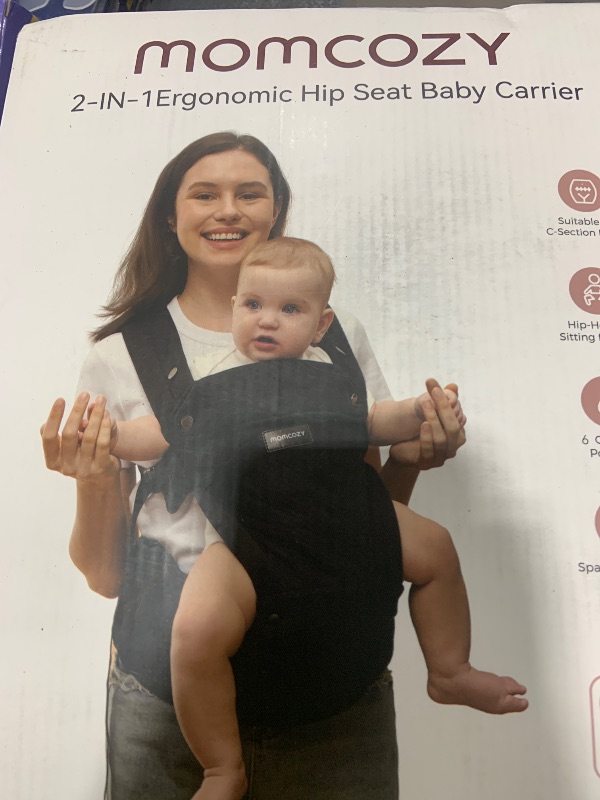 Photo 1 of Momcozy Baby Carrier with Hip Seat, 2-in-1 Forward-Facing Carry for Active Babies, Detachable Hands-Free Carrier up to 44lbs, Breathable Infant Carrier Fits Waist Sizes up to 45 Inches, AirMesh Grey