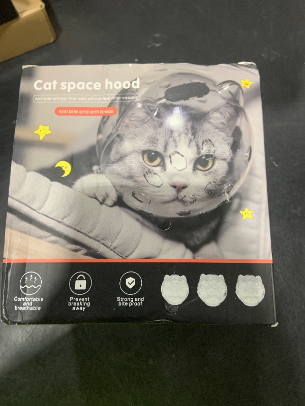 Photo 1 of Astronaut Cat Muzzle - Breathable, Adjustable, Transparent Helmet - Prevents Biting & Chewing - Grooming Mask for Aggressive Cats (S)