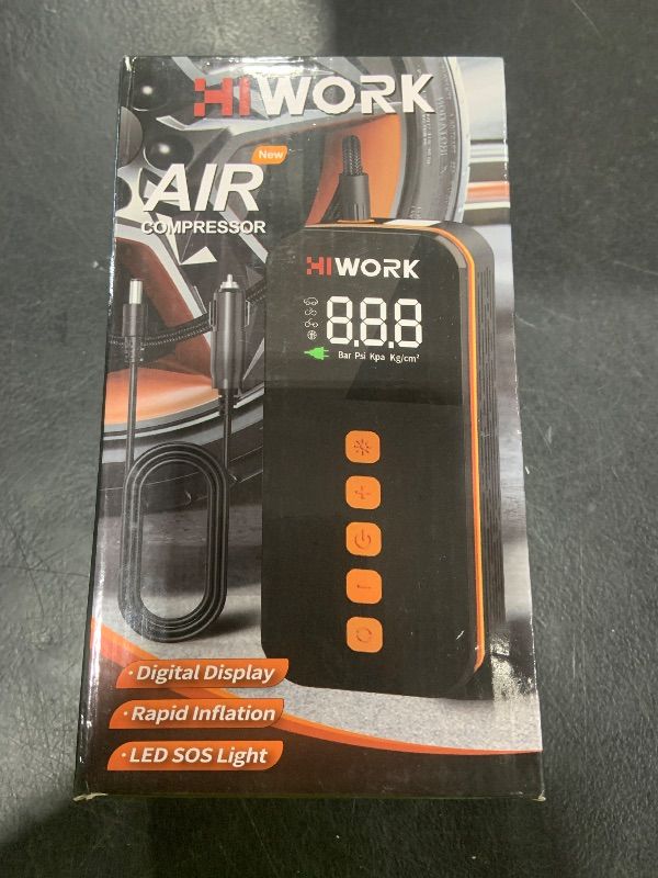 Photo 1 of HIWORK 12V Air Compressor, Tire Inflator Portable Air Pump 150 PSI 12V DC Electric Inflator for Car Tires Bikes Balls Balloons and Other Inflatables with Digital Gauge and SOS Light