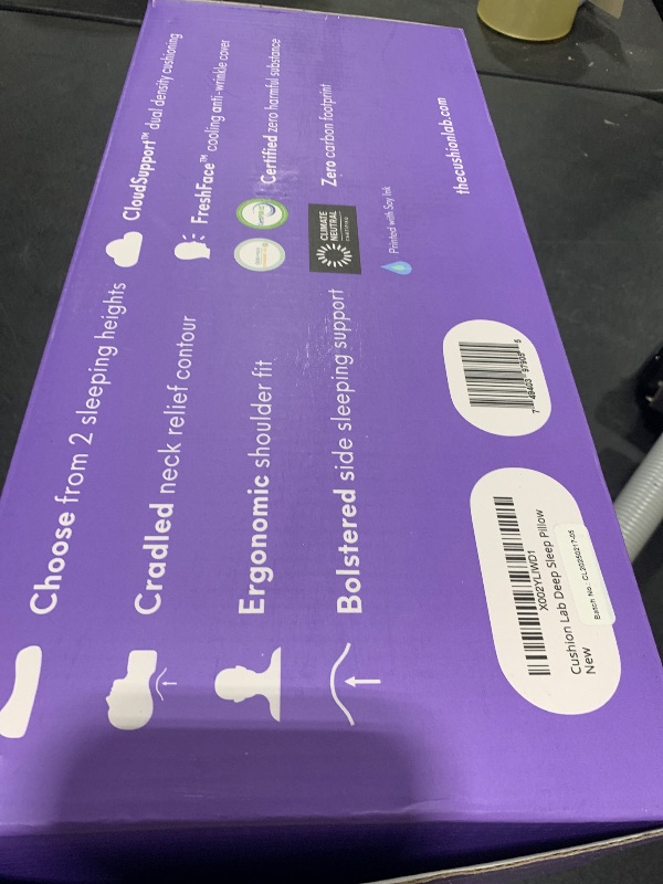Photo 1 of C CUSHION LAB Deep Sleep Pillow, Patented Ergonomic Contour Design for Side & Back Sleepers, Orthopedic Cervical Shape Gently Cradles Head & Provides Neck Support & Shoulder Pain Relief - Calm Grey