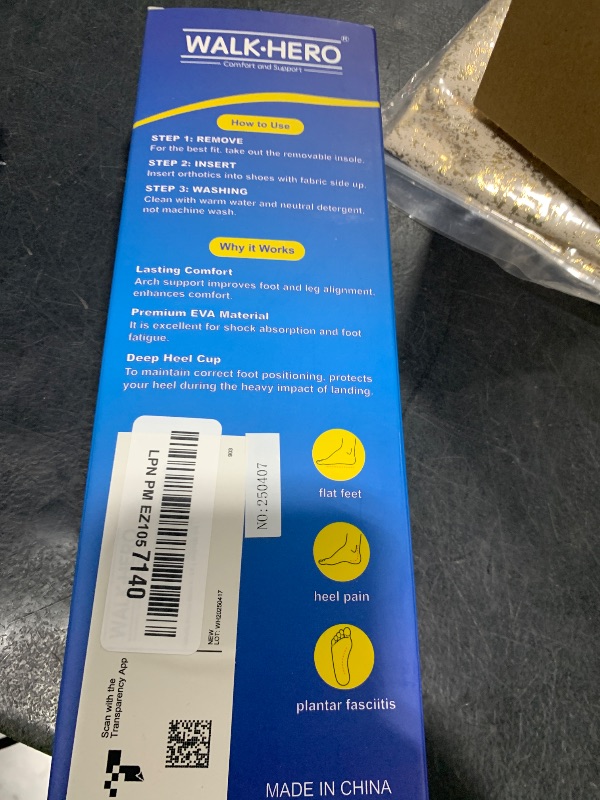 Photo 1 of Inserts Relieve Plantar Fasciitis - Flat Feet Insoles Arch Supports, Orthotic Insoles for Foot Pain Arch Pain Reduce Muscle Fatigue Absorb Shock (Mens 4-4 1/2 | Womens 6-6 1/2)